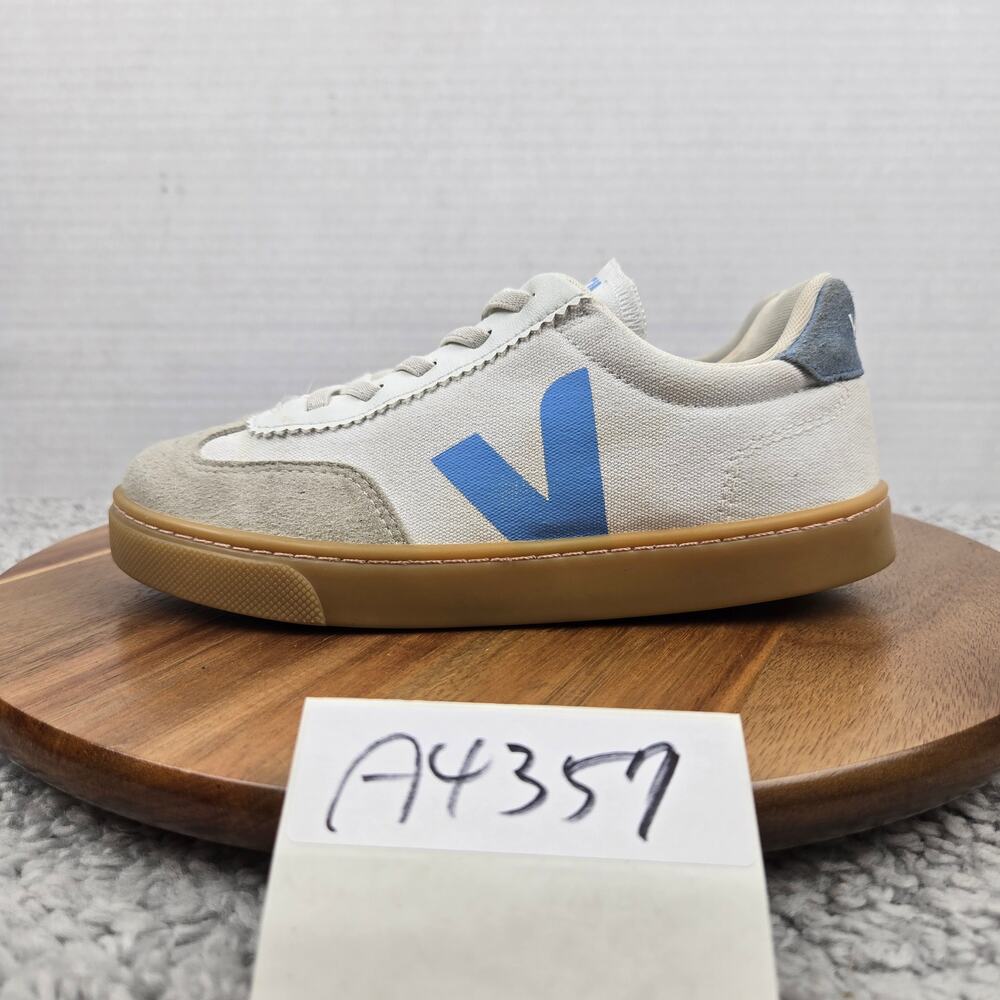 Veja Kids 4 Volley Canvas White Blue Slip On Lifestyle Casual Daily Sneaker
